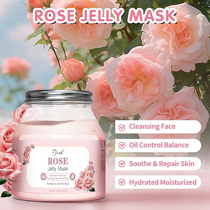 Jelly Masks for Facials Professional, Bulgarian Rose Hydrating & Moisturizing Jelly Mask Powder with Mixing Bowl Set, Peel-Off Hydrojelly Face Mask Skincare, Christmas Spa Gifts for Women