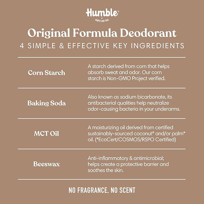 HUMBLE BRANDS Original Formula Aluminum-free Deodorant. Long Lasting Odor Control with Baking Soda and Essential Oils, Spring Awakening, 3-Pack