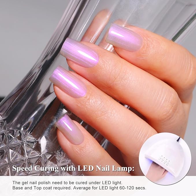 Imtiti Pearl Gel Nail Polish - 1Pcs White to Pink Glitter Shimmer Soak Off UV LED Gel Polish, Long Lasting Gel Manicure, Mermaid Shine for French Nails Manicure Salon DIY at Home(0.34 Fl Oz-962)