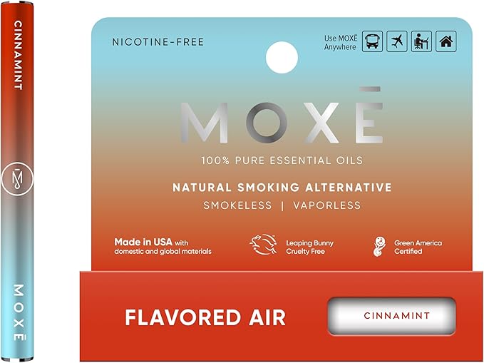 MOXE Natural Cinnamint Air Inhaler | Non Electric Long-Lasting Flavored Air Refreshing Support | Oral Fixation Cinnamon & Menthol Essential Oils, Craving Relief