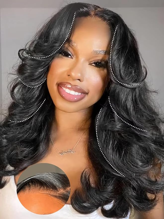 Julia Hair HD Real Scalp Glueless Wig 13x4 Pre Everything Skin-melt Lace Front Wigs Human Hair Loose Wave with Face Framing Invisi Drawstring Bleached Knots Natural Hairline 180% Density 24 Inch
