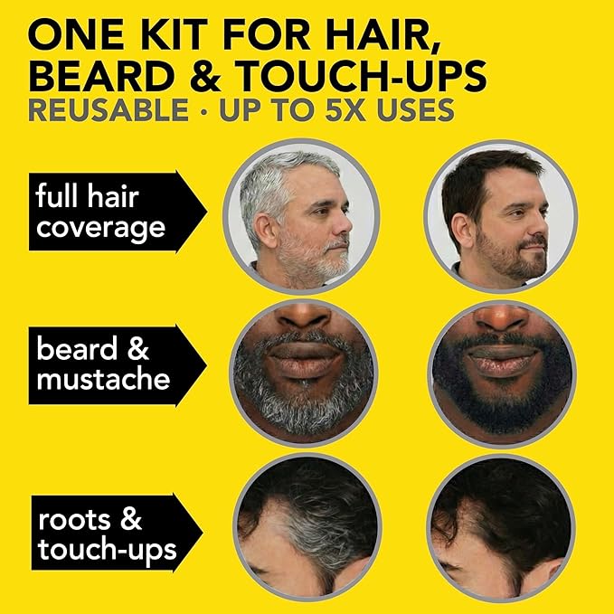 Cleverman Hair & Beard Dye Kit for Men, All-in-One Reusable Mens Hair Color, Natural Gray Coverage, Ammonia-Free Beard Mustache Dye for Men (Medium Brown, 2 Ounce (Pack of 1))