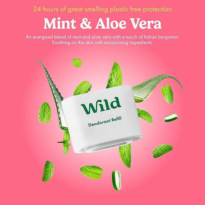 Wild - The Full Monty Starter Kit - Purple Case with Refills in a Variety of Fresh Scents 5 x 1.4oz - Refillable Deodorant & Aluminum Free - Long Lasting Protection - Vegan