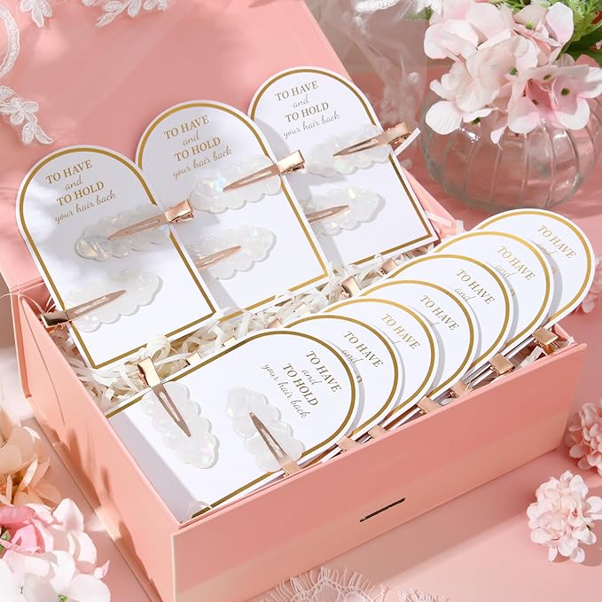 20PCS Bridesmaid Hair Clips No Bend Hair Clips Bridesmaid Hair Accessories Gifts Makeup Creaseless Glitter Hair Clip for Bride Women Girls(20Pcs/10Cards)