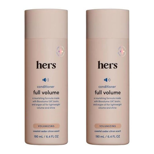 hers Full Volume Conditioner, 2 Pack - Volumizing Conditioner for Women with Biotin - Adds Lightweight Volume, Shine & Bounce - Coastal Cedar Citron - 2 x 6.4 fl oz