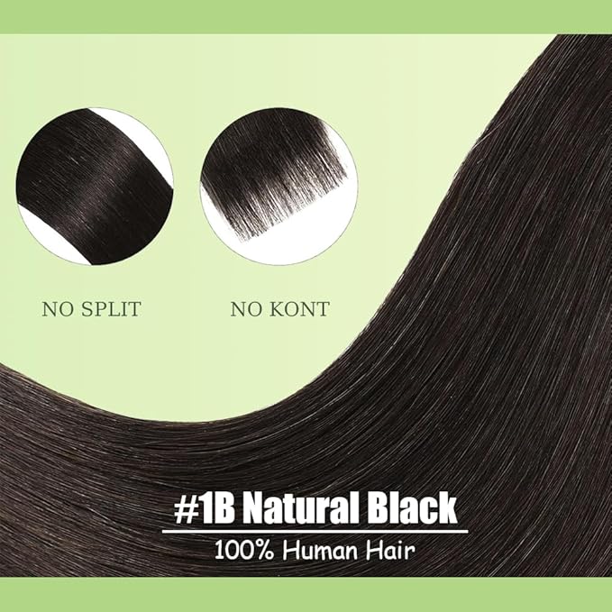 28 Inch 1B Clip in Hair Extensions - Real Remy Human Hair, 120g 7pcs, Naturel Black Human Hair Extensions Clip ins for Women