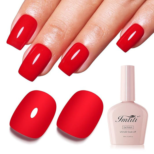 Imtiti 10ml Neon Red Gel Nail Polish-1pcs Red Gel Polish for Nail Art Soak off UV Led Salon DIY at Home Gift for Women