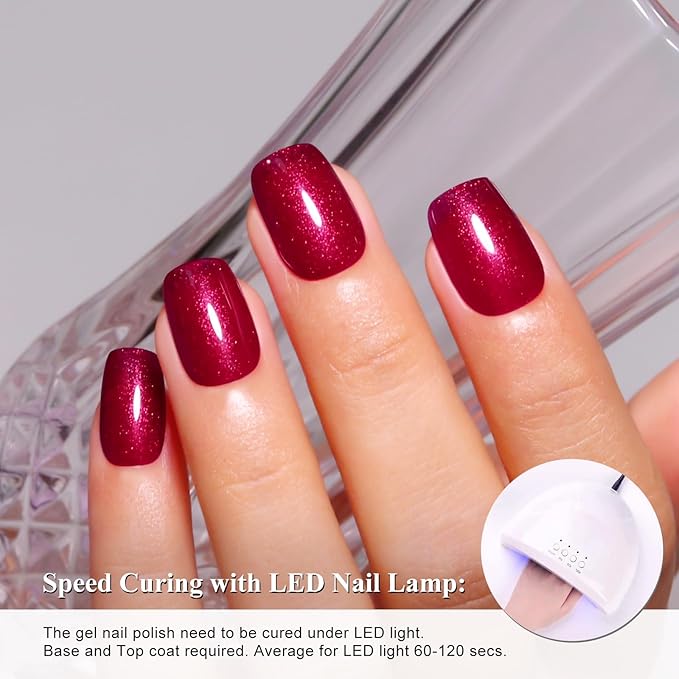 Imtiti Glitter Gel Nail Polish, 1Pcs Christmas Red Glitter Gel Polish Shimmer Red Soak Off UV LED Gel Polish, Long Lasting, Nail Art Starter Manicure Salon DIY at Home for Women (0.34 Fl Oz-1930)