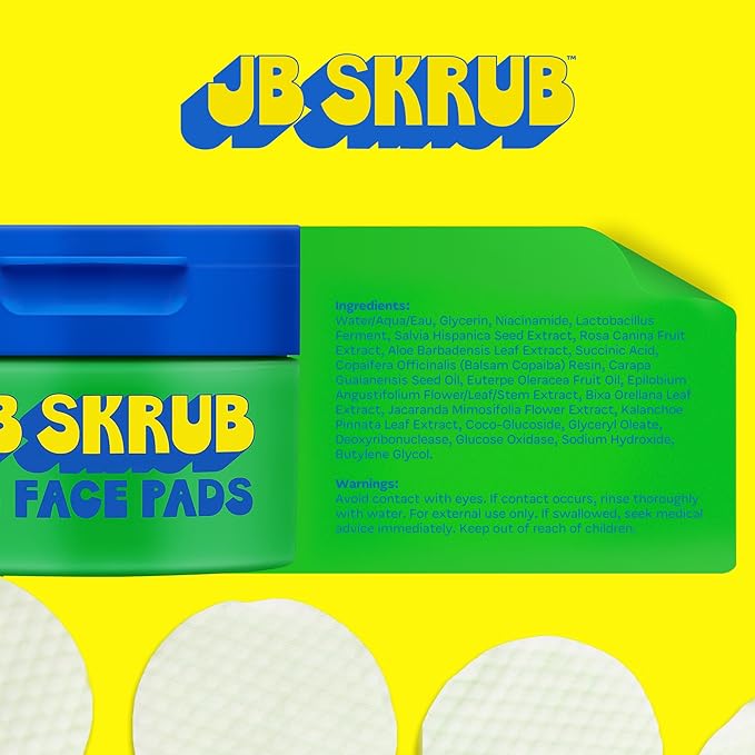 JB SKRUB The Face Duo Set – Gentle Foaming Face Wash (5 fl. oz) & Exfoliating Acne Pads (40 Count) for Kids, Tweens & Teens – Fragrance-Free Cleanser & Alcohol-Free Toner Pads for Clear, Smooth Skin