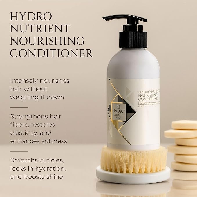 HADAT Hydro Nutrient Nourishing Conditioner – Professional Salon Formula with Biotin, Sea Minerals & Coconut Oil – Deep Moisture, Shine & Restoration for Dry, Damaged or Frizzy Hair (8.45 Fl Oz)