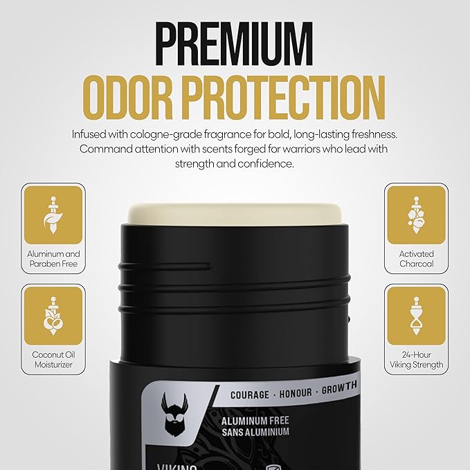 The Beard Struggle Natural Charcoal Infused Deodorant - Marauder's Defense - Aluminum Free, Silver Collection, Viking Storm - Men's Deodorant, 2.65 oz