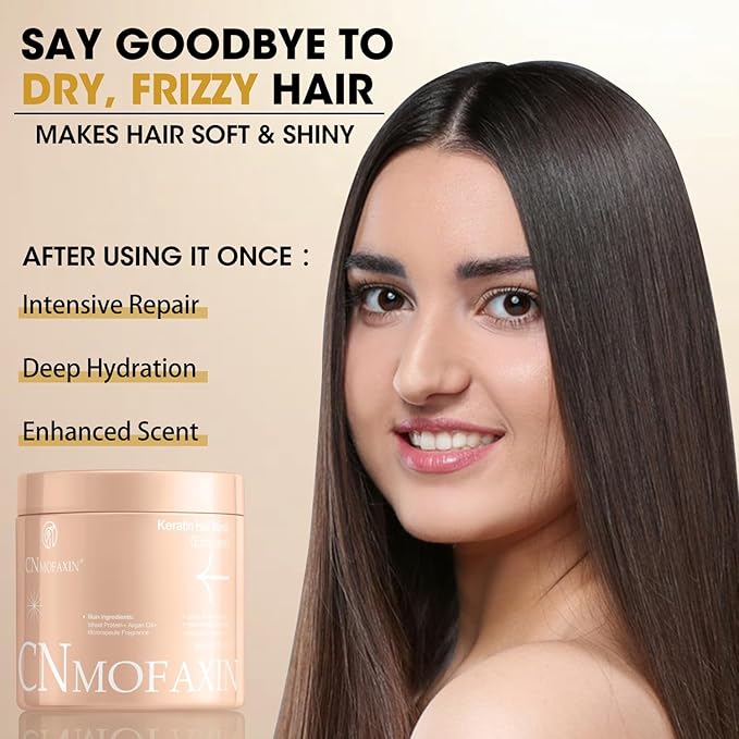 Keratin Hair Mask & Deep Conditioner, Hydrating & Deep Conditioning Repair with Wheat Protein & Argan Oil for Dry, Damaged, or Color-Treated Hair, Anti-Frizz Hair Treatment - 17.5 Oz.