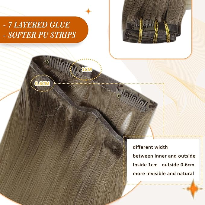 Full Shine Human Hair Clip in Extensions Brown Ombre Hair Extensions Clip ins Light Brown Ombre Platinum Blonde Short Clip ins Full Head 12 Inch 8 PCS 95 G