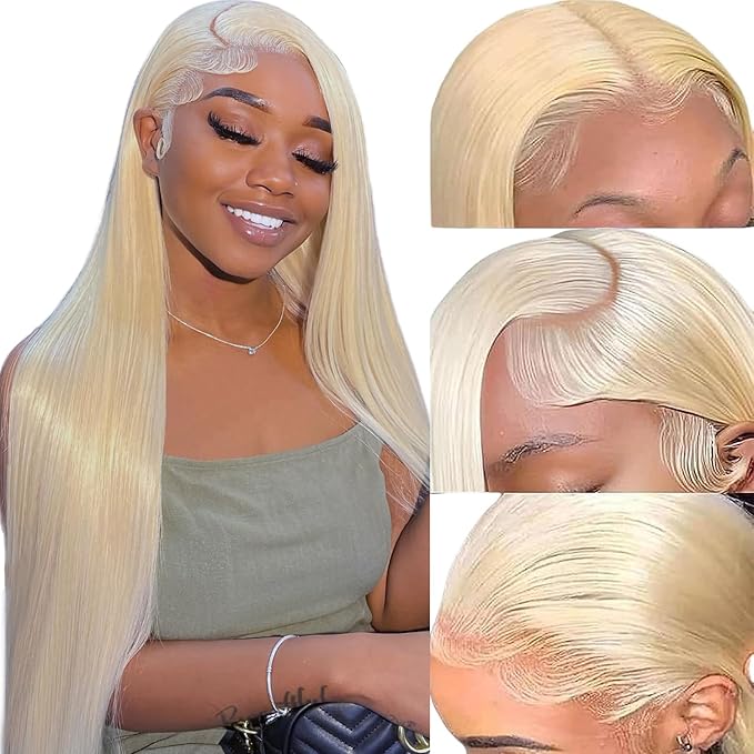 613 Lace Front Wig Human Hair 250% Density 13x6 Blonde Lace Front Wigs Pre Plucked 24 Inch 613 HD Lace Frontal Wig 13x6 Blonde Wigs Human Hair for Black Women