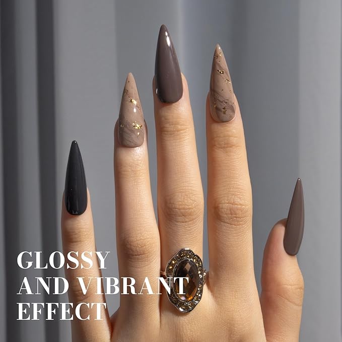 MelodySusie Dark Brown Gel Nail Polish, 0.5 fl oz Soak Off UV LED Gray Brown Gel Polish Gift for Women Nail Art Manicure Salon DIY Nail Design Decoration at Home-1647-A2206