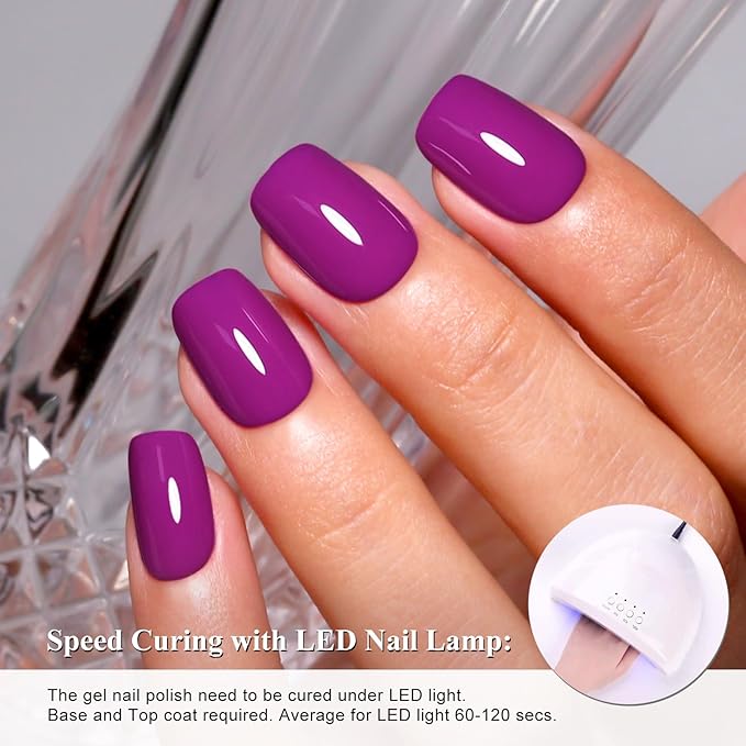 Imtiti Neon Purple Gel Nail Polish for Nail Art, Long Lasting Midnight Purple UV LED Gel Polish, Professional Salon Quality DIY at Home Manicure Set, 0.34 Fl Oz (10ml)-1916