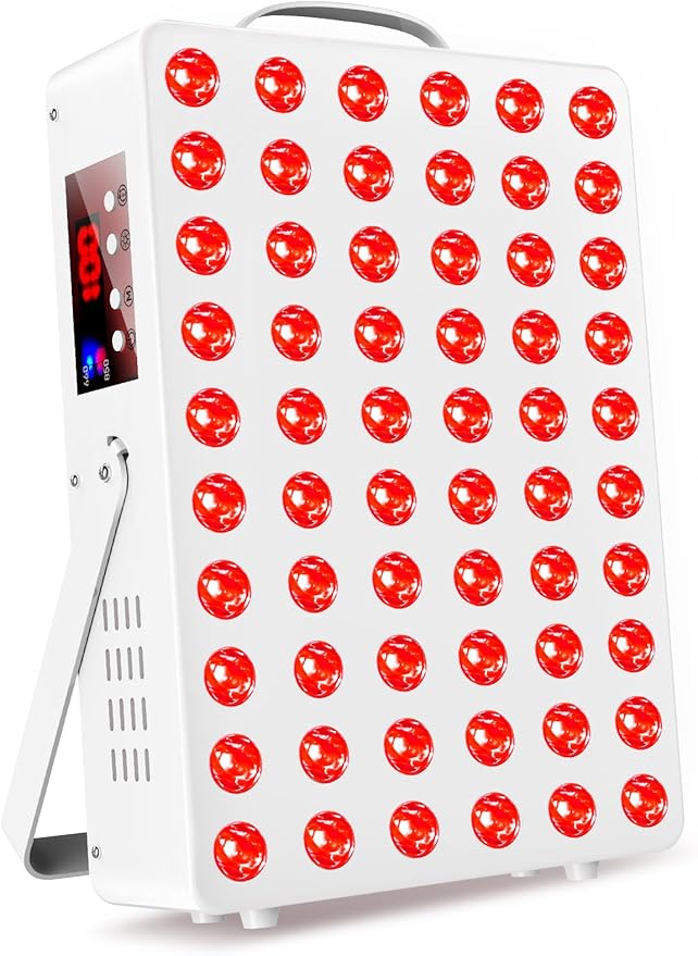 Cholas Red Light Therapy Panel for Face and Body, 150W with 60 Dual Chip LEDs, 660nm Red Light and 850nm Near Infrared, 3 Modes Adjustable Brightness and Timer, for Skincare and Relaxation (White)