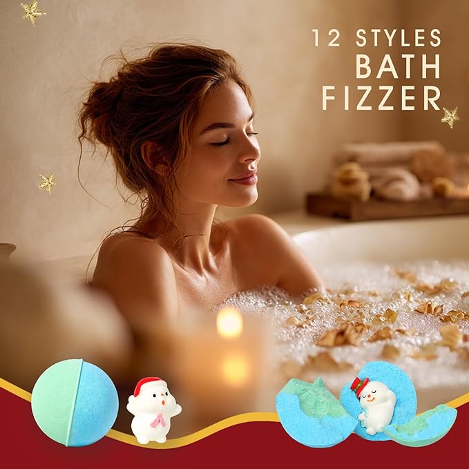 Christmas Gifts for Kids and Women - Bath Bomb with Surprise Inside, Bath Bomb Gift Set for Kid, Sister, Wife, Mom, Son, Daughter｜Spa Gift Set Christmas Idea for Kids