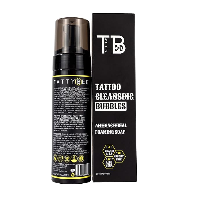 Tattoo Cleansing Foam – Gentle Tattoo Aftercare Soap & Piercing Wash • Hydrating Foam Cleanser for New Tattoos • 6.8 fl oz