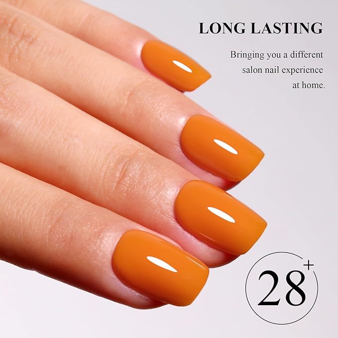 Imtiti Orange Gel Polish, 1Pcs Halloween Pumpkin Orange Soak Off UV LED Gel Nail Polish Manicure Salon DIY at Home (10ml-1914)
