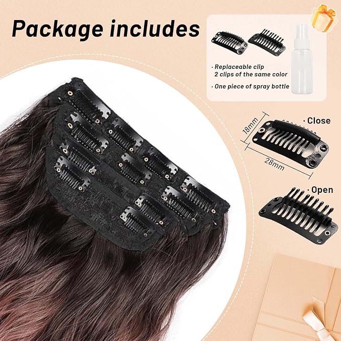 20 Inch Clip in Hair Extensions Long Wavy Synthetic Hair Extensions Thick Pink Hair Extension Clip ins Double Weft Hair Extension for Women (20INCH, PINK)