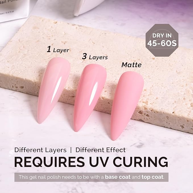 MelodySusie 0.5fl oz Peachy Pink Gel Nail Polish, Nails Soak Off UV LED Baby Pink Gel Polish Gift for Women Nail Art Manicure Salon DIY Nail Design Decoration at Home-A2606