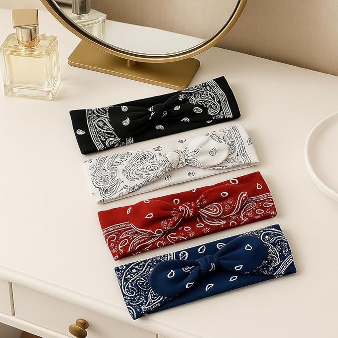 8 Pack Bandana Headband for Women, Bow Boho Hair Accessories, Head Scarf for Women's Hair