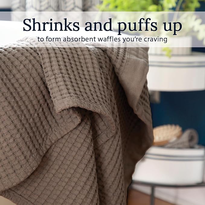 GILDEN TREE Waffle Towel Set Quick Dry Thin | 2 Bath Towels | 2 Hand Towels | 2 Washcloths, Modern Style (Stone)