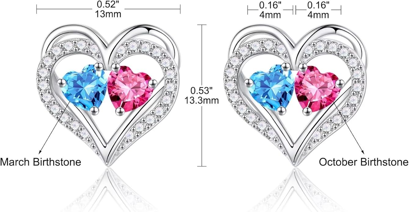 Iefil Christmas Gifts for Women Wife - 925 Sterling Silver Birthstone Earrings, Anniversary Birthday Gifts for Women Wife Girlfriend Mom