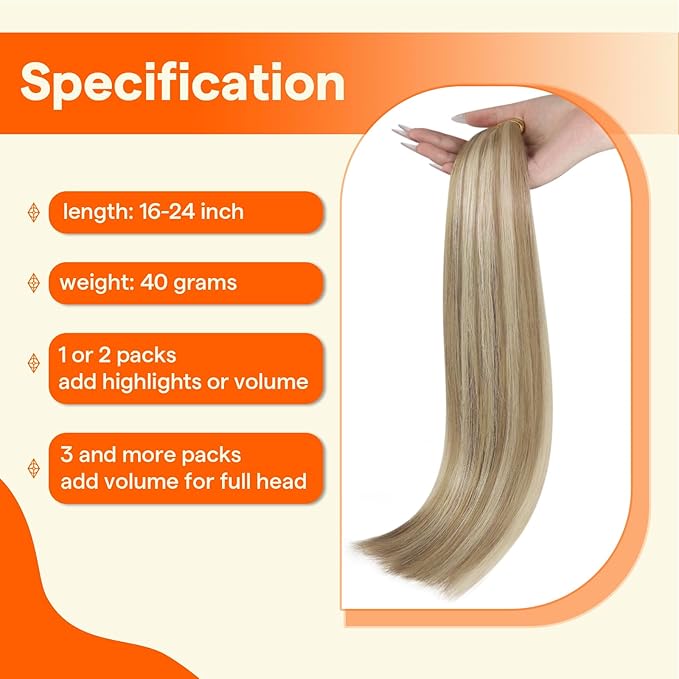 Full Shine I Tip Hair Extensions Human Hair Blonde Highlighted 24 Inch 40 Grams Itip Human Hair Extensions for Women Long Straight Remy Hair Fusion Extensions add Length