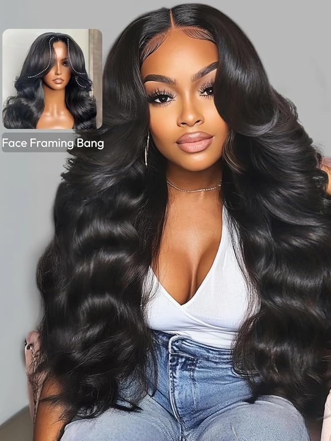 Julia Hair HD Real Scalp Glueless Wig 13x4 Pre Everything Skin-melt Lace Front Wigs Human Hair Loose Wave with Face Framing Invisi Drawstring Bleached Knots Natural Hairline 180% Density 18 Inch