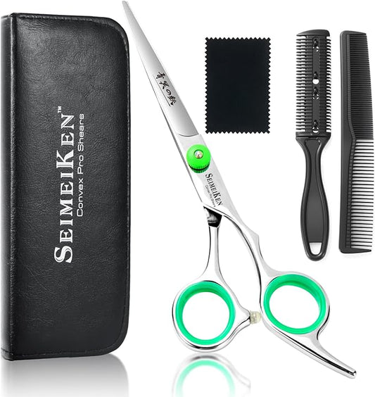 Hair Cutting Scissors – Professional Hair Shears - Premium Japanese 440C Stainless Steel Haircut Scissors Kit with Comb and Case - Barber Shears for Salon & Home Use, 6.0 Inch