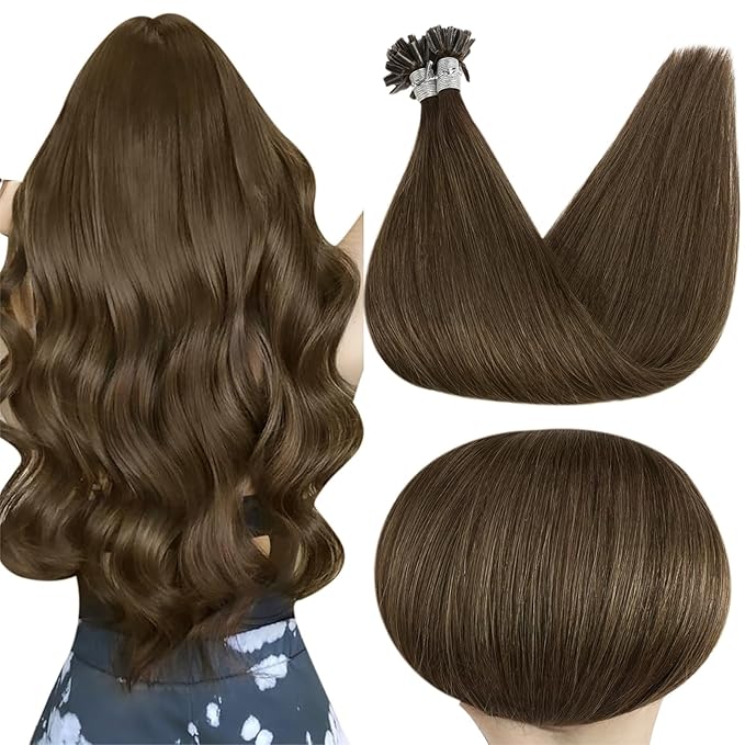 Full Shine Utip Human Hair Extensions Color 4 Medium Brown 22 Inch Straight Long Human Hair Fusion Extensions add Length 50 Grams K Tip Hair Extensions Real Human Hair