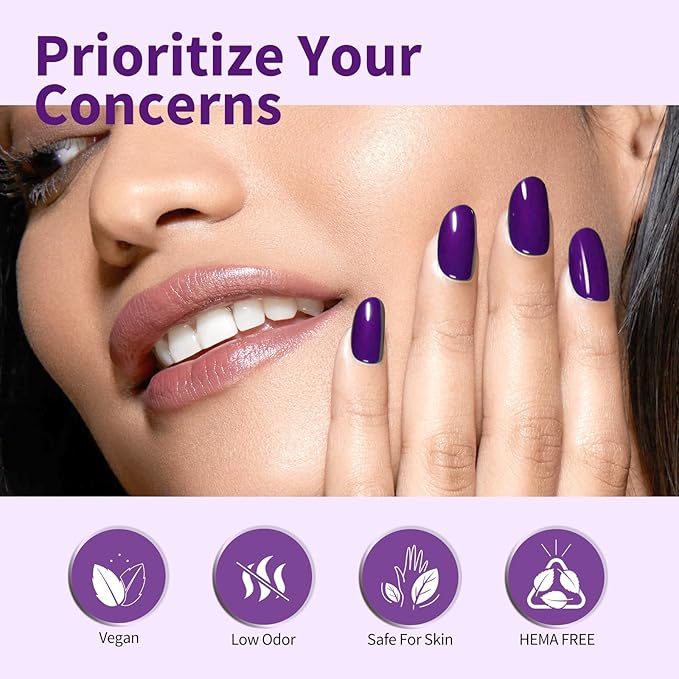 CANNI Purple Gel Nail Polish, 1Pcs Dark Purple Gel Polish Neon Color High Gloss Soak Off U V Nail Manicure Salon DIY