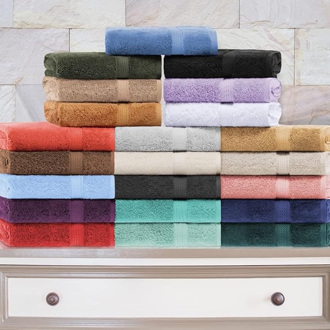 Superior Egyptian Cotton Pile Hand Towel Set of 4, Ultra Soft Luxury Towels, Thick Plush Essentials, Absorbent Heavyweight, Guest Bath, Hotel, Spa, Home Bathroom, Shower Basics, Light Blue
