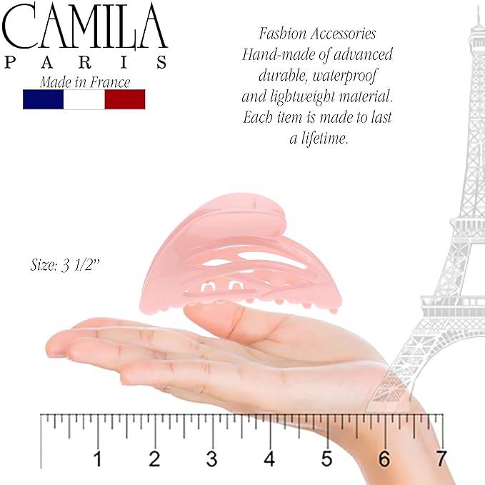 Camila Paris CP3434 French Hair Clip for Women, Large Dolphin Pink, Girls Hair Claw Clips Jaw Fashion Durable and Styling Hair Accessories for Women, Strong Hold No Slip Grip Made in France