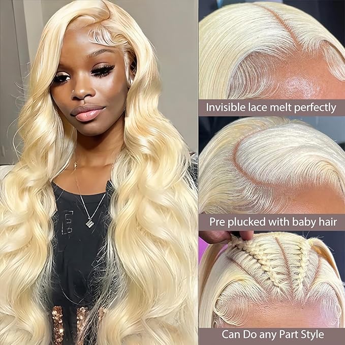 Alimubi 613 Lace Front Wig Human Hair 360 Lace Front Wigs Body Wave Full Lace Human Hair Wigs 200 Density HD Lace Front Wigs Human Hair (40 inch)