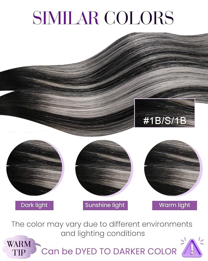 LaaVoo U Tip Hair Extensions Human Hair Ombre Black K tip Hair Extension Real Human Hair Natural Black to Silver KTip Human Hair Extensions Hot Fusion 20 inch 50g/50s