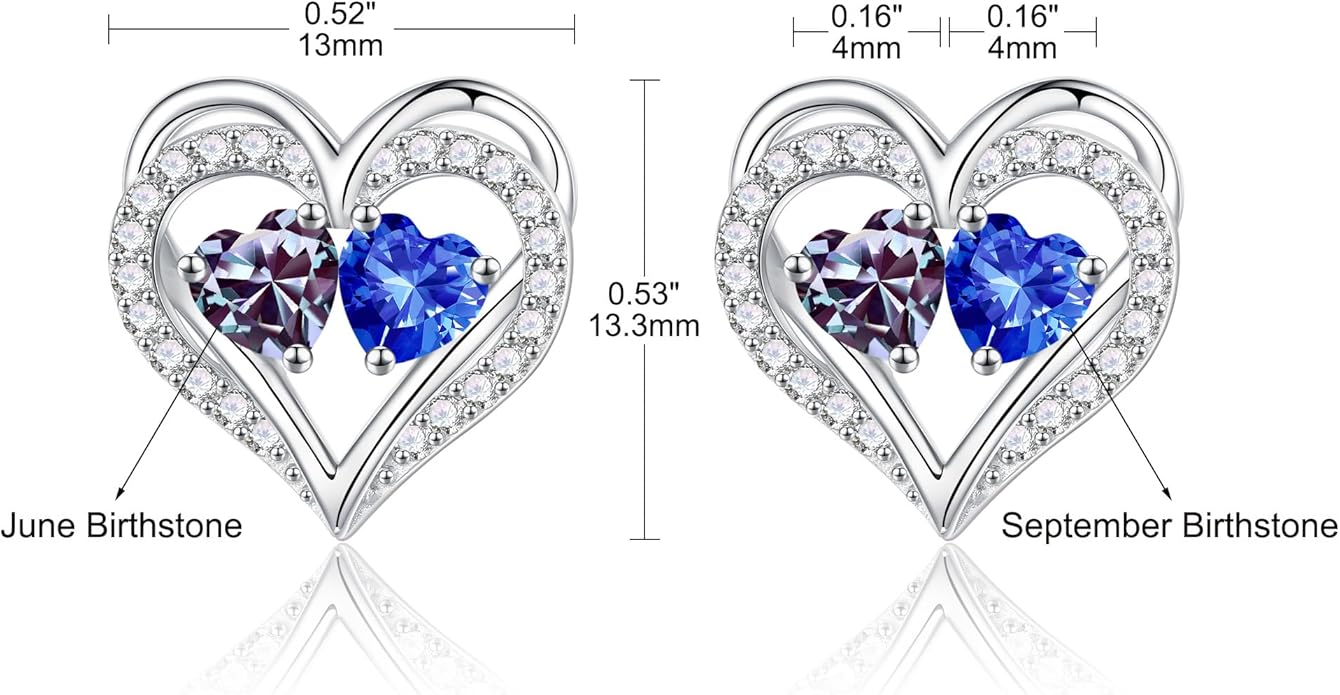 Iefil Christmas Gifts for Women Wife - 925 Sterling Silver Birthstone Earrings, Anniversary Birthday Gifts for Women Wife Girlfriend Mom