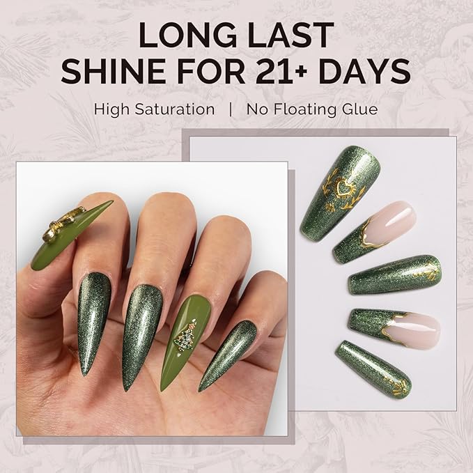 MelodySusie Green Glitter Gel Nail Polish,0.5fl oz Soak Off UV LED Christmas Green Glitter Gel Polish Gift for Women Nail Art Manicure Salon DIY Nail Design Decoration at Home-1751
