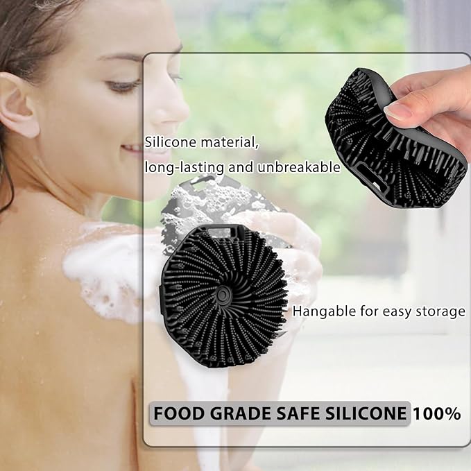 Silicone Body Scrubber, Exfoliating Body Scrubber for Sensitive Skin, SiliconeBody Scrubber Shower Brush, Silicone Body Brush for Showering (Pink, 1Pcs)