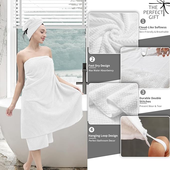 White Hand Towels Set 2 Pack-16“x31”,Ultra Soft Microfibers Bathroom Towel Set Highly Absorbent Quick Dry Luxury Premium Towel Lightweight Durable Hand Towel Collection for Hotel Spa Gym Kitchen