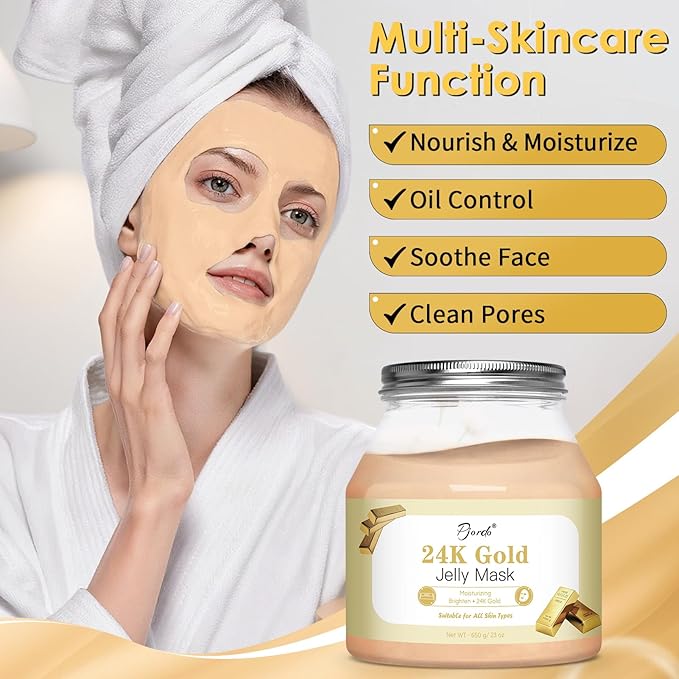 Powder Jelly Mask for Facials Professional, Peel Off Facial Mask for Hydrating & Moisturizing, Christmas Hydrojelly Mask Gifts for Women Men, Home DIY Spa Use for All Skin with 24K Gold