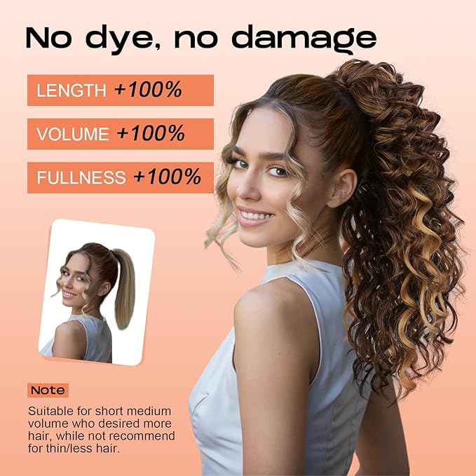 SEIKEA Ponytail Extension, 18" Claw Clip Ponytail Extension Wavy Curly Jaw Clip in Ponytail Hair Extensions Fluffy Natural Soft Fake Pony Tails Synthetic Hairpiece Silver Grey