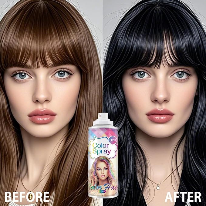 Temporary Hair Color Spray for Women and Girls, Temporary Hair Color Wax, Natural Hair Coloring Strong Style Gel Cream Hair Dye Spray for Halloween, DIY, Cosplay, Party (Black, Large)