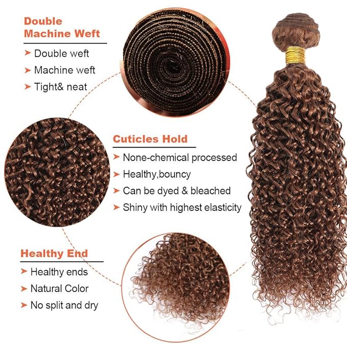 16 18 20 Inch Brown Bundles Human Hair #30 Dark Brown Water Wave 3 Bundle Unprocessed Brazilian virgin hair Weave Extensions Double Weft 50 Grams/Bundle Colored Brown Bundles for Woman
