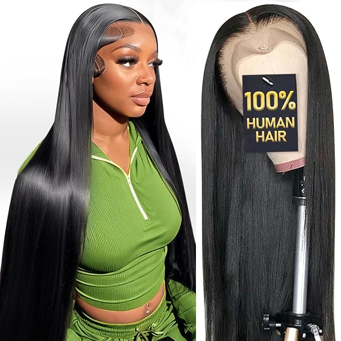 13x6 HD Lace Front Wigs, 100% Human Hair, [2-Year Life], 200% Density Straight Frontal Wigs Human Hair Pre Plucked for Black Women, [0.1mm Ultra-Thin Skinlike HD Lace], Free Part 28 Inch