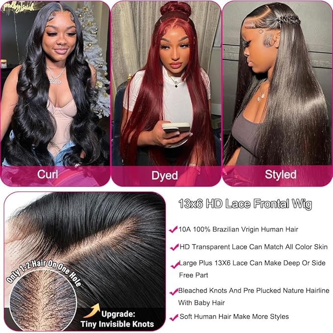 13x6 Lace Front Wigs Human Hair 200 Density Straight Wigs Human Hair for Black Women Glueless Wigs Human Hair Pre Plucked with Full End 26 Inch