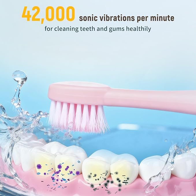 21 Pack Adult Electric Toothbrush Rechargeable Sonic Electric Toothbrush with 4 Brush Heads 6 Modes Timer Function IPX7 Waterproof 3 Colors