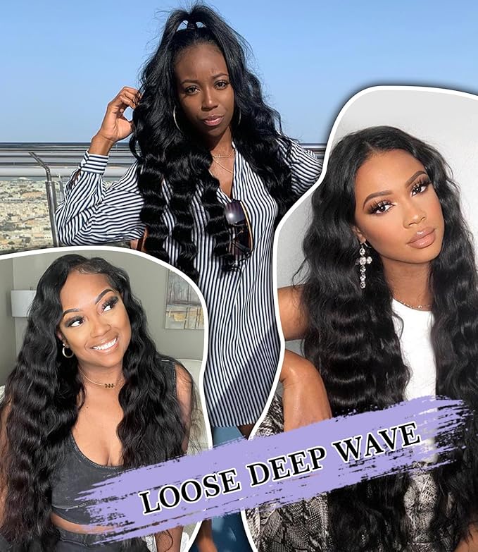 FASHION PLUS Raw Human Hair Bundles Loose Wave Bundles Human Hair 24 26 28 Inch Loose Deep Wave Bundle Real Raw Hair Thick & Soft, Triple Lifespan